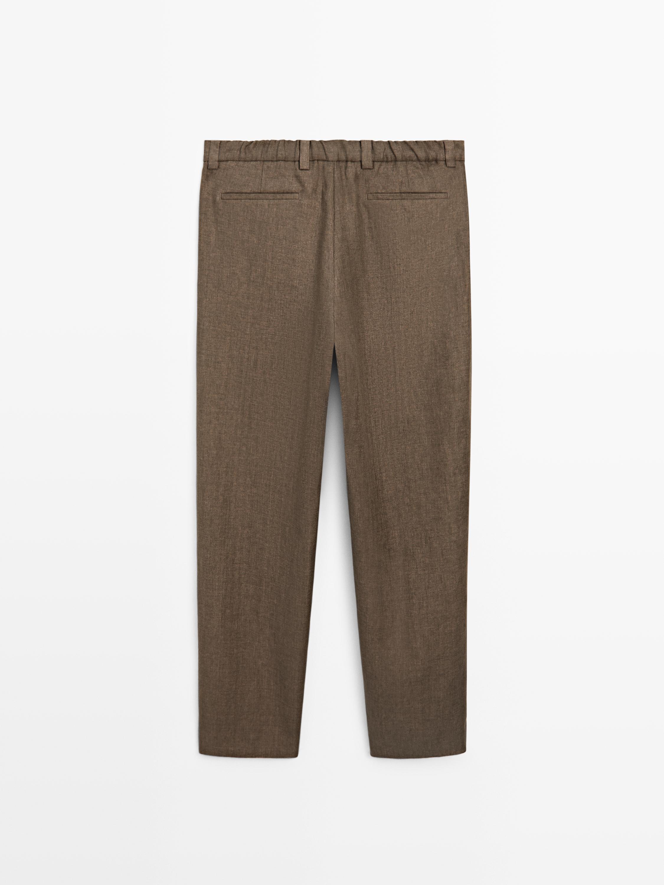 Pantalon à chevrons en lin total look